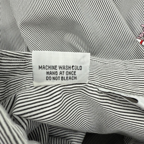 Mili Designs Top Women 2X White Blue Striped Christmas Sequin Long Sleeve Button - Picture 8 of 11